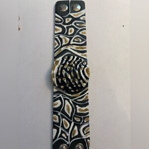 Hand painted one of a kind Artistic Black and Gold cuff Bracelet